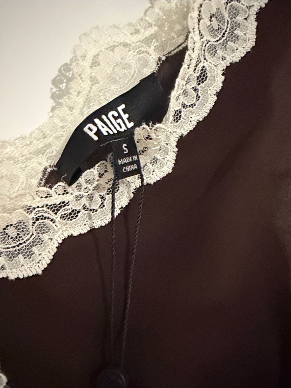 NWT PAIGE dark chocolate camisole with ivory lace - Picture 3 of 6